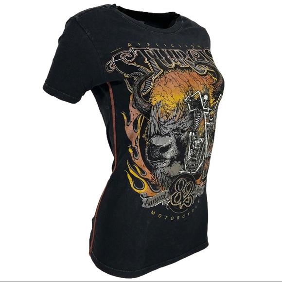 Affliction Women's T-Shirt Strugis 82 Biker Tattoo - Picture 6 of 12